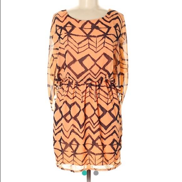 Pink Owl peach Chevron Printed dress - Picture 1 of 8